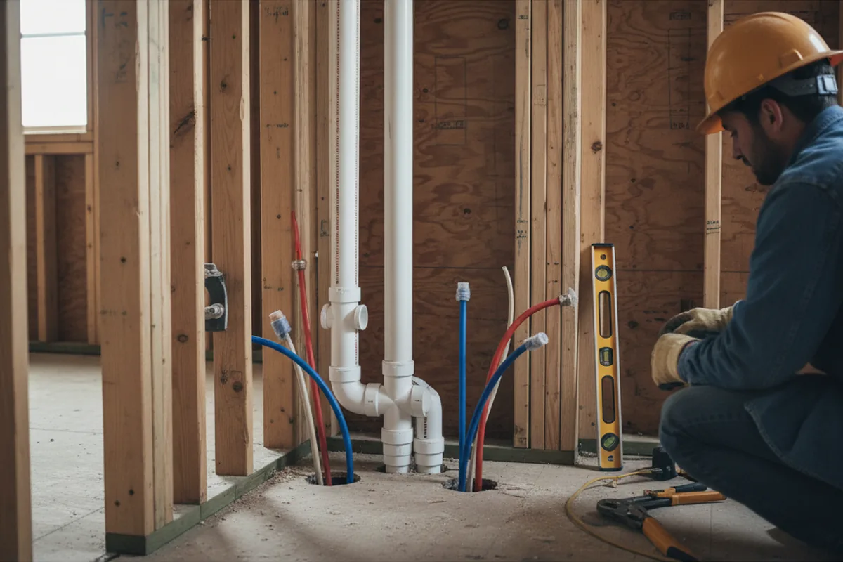 Drain and supply rough-in during Garbage Disposal Repair in Novi